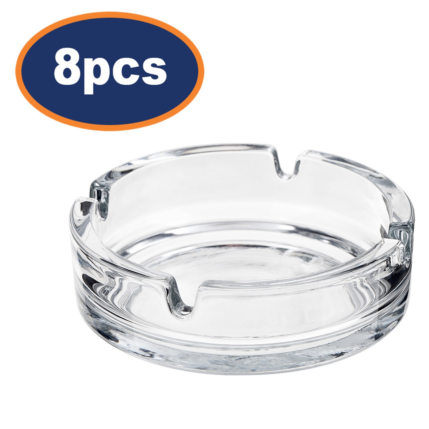 Glass Ashtray 8pcs Sozali Clear Round Clear for Cigarette Tobacco Modern  Office