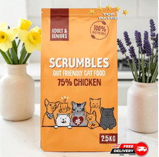 Scrumbles Chicken Dry Cat Food for Adult & Senior Cats with Probiotics – 2.5kg 9.48 per kilo