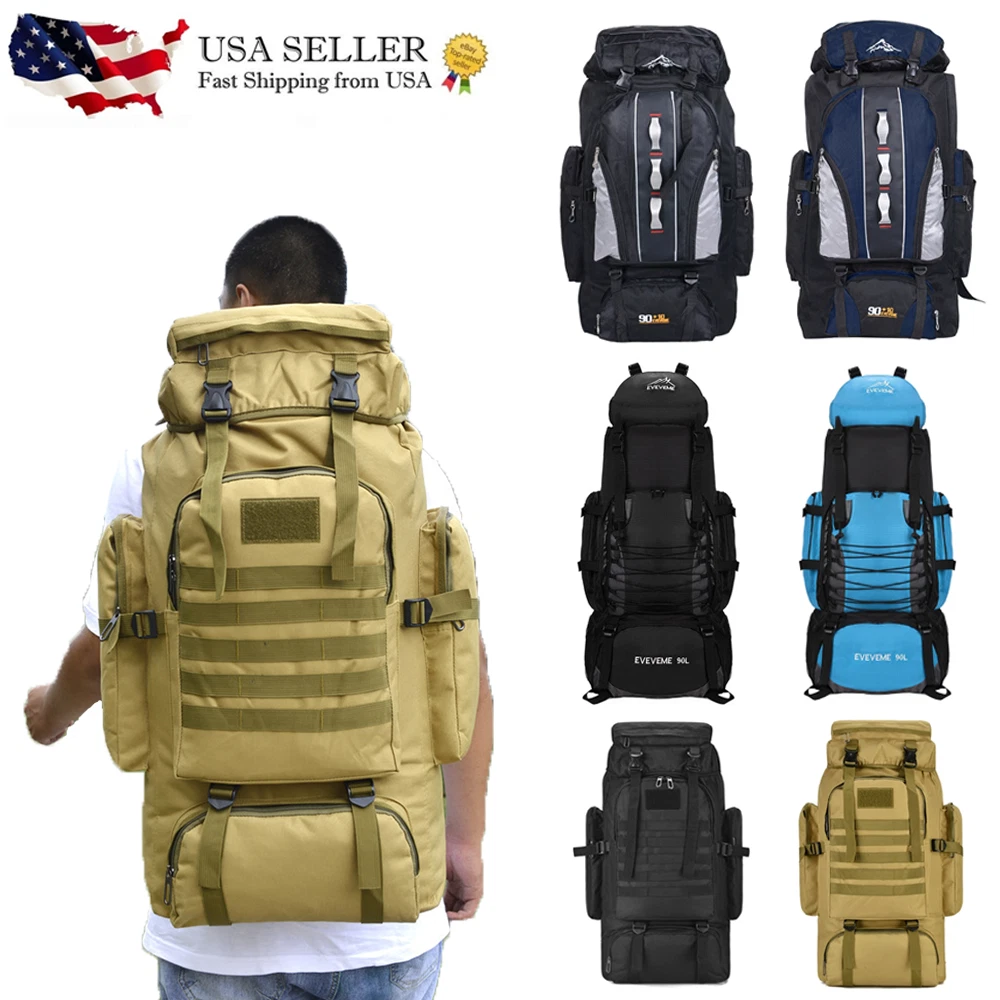100L Large Tactical Military Backpack Waterproof Rucksack Hiking Laptop Backpack