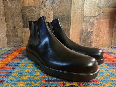 Prada Men's Black Smooth Leather Chelsea Boots Sz 11UK/ 12US Made In Italy