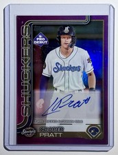 2025 Topps Pro Debut Cooper Pratt Fuchsia Foil Auto /199 Brewers Shuckers