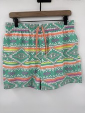 Chubbies Mens Size Large Teal Geometric En Fuegos 5  Inseam Classic Swim Trunks