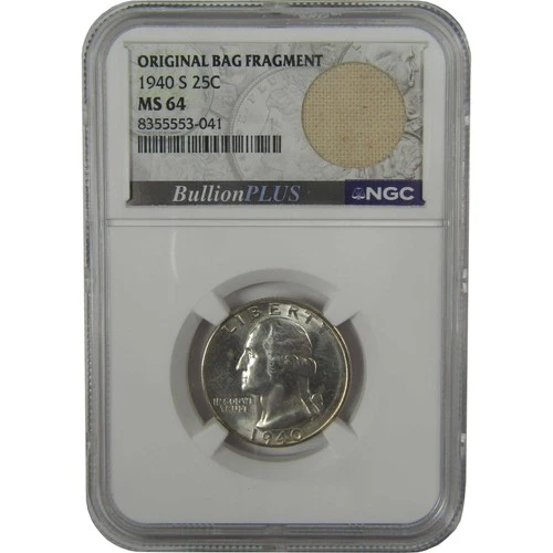 1940 S Washington Quarter MS 64 NGC Original Bag Fragment SKU:I22610