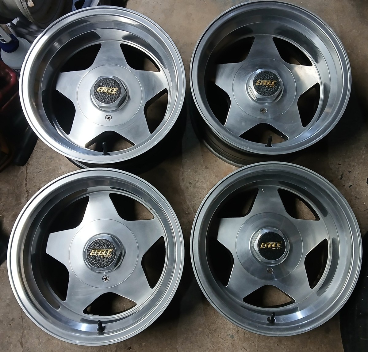 15x8 Eagle Alloys 5-Star Wheels With Center Caps 5x4.75 & 5x5 Bolt