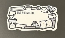 NEW The Coffee Monsterz Co. “This Belongs To:” Grayscale Sticker TCMC