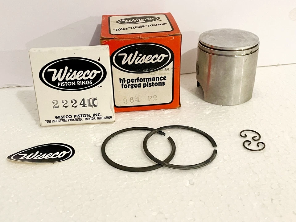 WISECO Suzuki RM125 '75 Piston Kit 56.5mm NEW 364P2 Piston, rings & circlips Nos - Image 2 of 4