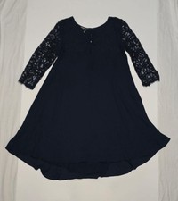 Monsoon Occasion Dress Lace Sleeves & Upper Front Lined Navy Size 10