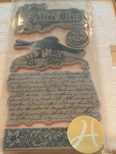 Graphic 45 A Ladies Diary Rubber Stamp Set Original NEW