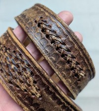vintage TOOLED buckle belt HANDCRAFTED cowhide leather 42 brown WESTERN rodeo