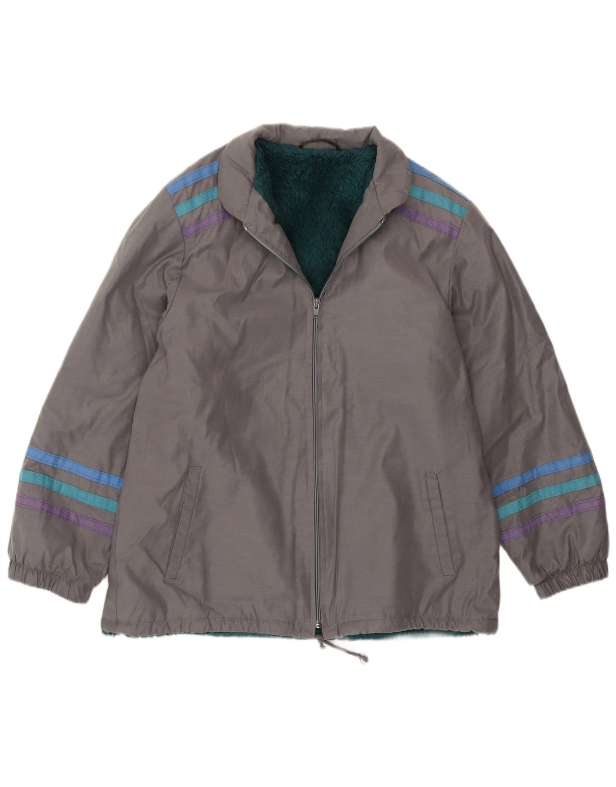 Vintage Mens Windbreaker Jacket UK 38 Medium Grey Striped CM07