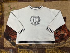 Vintage 90s Tommy Hilfiger Crest Preppy Pullover Sweatshirt Men's XL Beige