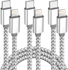 USB C to Lightning Cable 3Pack 6 FT Apple MFi Certified iPhone Fast Charger Type