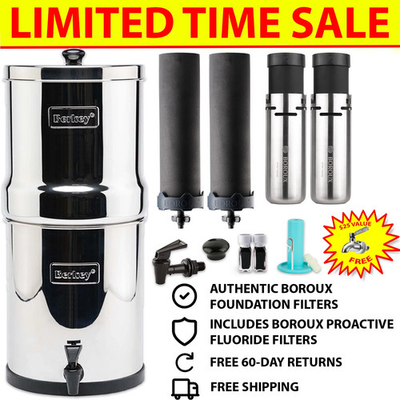 #ad #ad Berkey Water Filter System w Boroux Foundation Black amp; Boroux Fluoride Filters $314.49