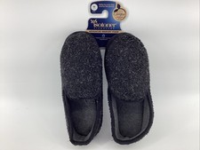 Isotoner A92411 Men's Sz M 8-9 Dark Charcoal Memory Foam Moc Slippers New