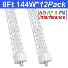 12Pack 8 Foot LED Shop Light 8FT LED Tube Light Bulbs T8 T12 Single Pin FA8 144W