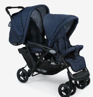 CHIC4BABY Geschwister Kinderwagen DUO jeans Blue 56x130x112cm