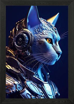 Futuristische Katze Gerahmtes Wandbild Poster Leinwanddruck Bild
