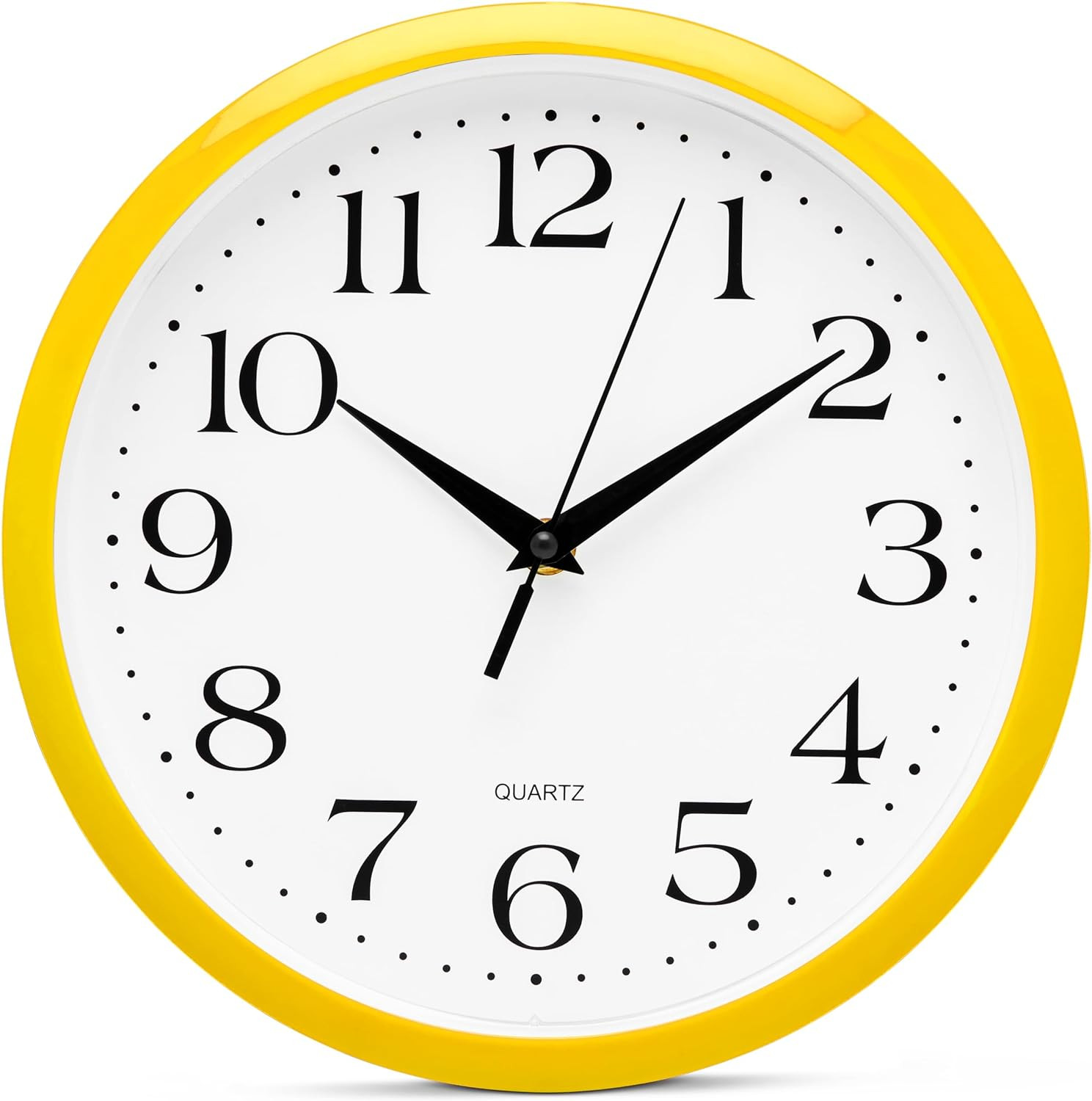 Bernhard Products Yellow Wall Clock 10 Inch Silent Non Ticki