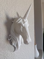 3D printed Unicorn Head. Hanging Wall Art Display. White. 4x4.5x9.5 Inches