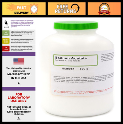 High-Purity Anhydrous Sodium Acetate 500g - Lab-Grade Chemical for Research & Ex