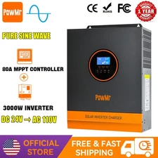 3000W Hybrid Solar Inverter 24V 110V MPPT 80A Solar Charge Controller for Home