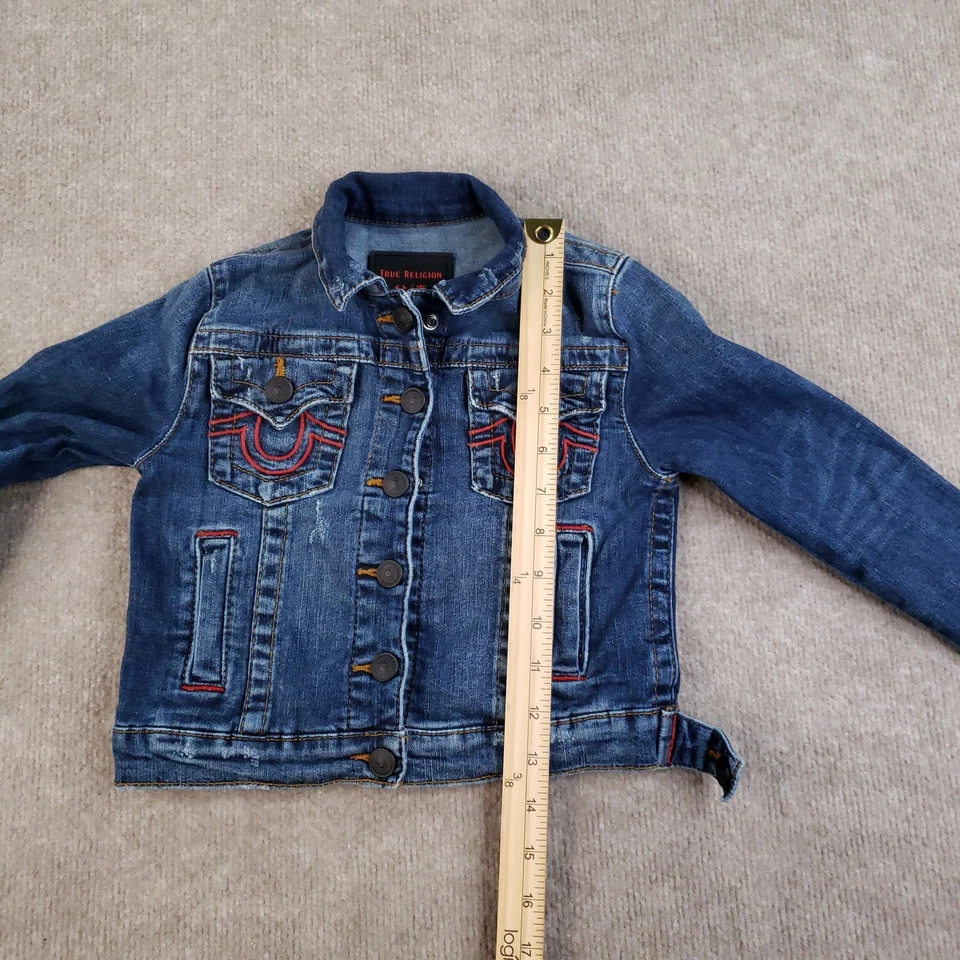 Chaqueta de mezclilla True Religion Manchester United para niños 5 jean azules de fútbol bordados Foto 4 de 4