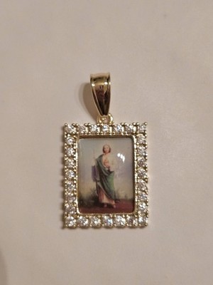Saint Jude Rhinestone Pendant Tarnish Resistant  (S2)