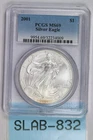 2001 $1 SILVER AMERICAN EAGLE PCGS MS69 1oz 999 SLAB-832