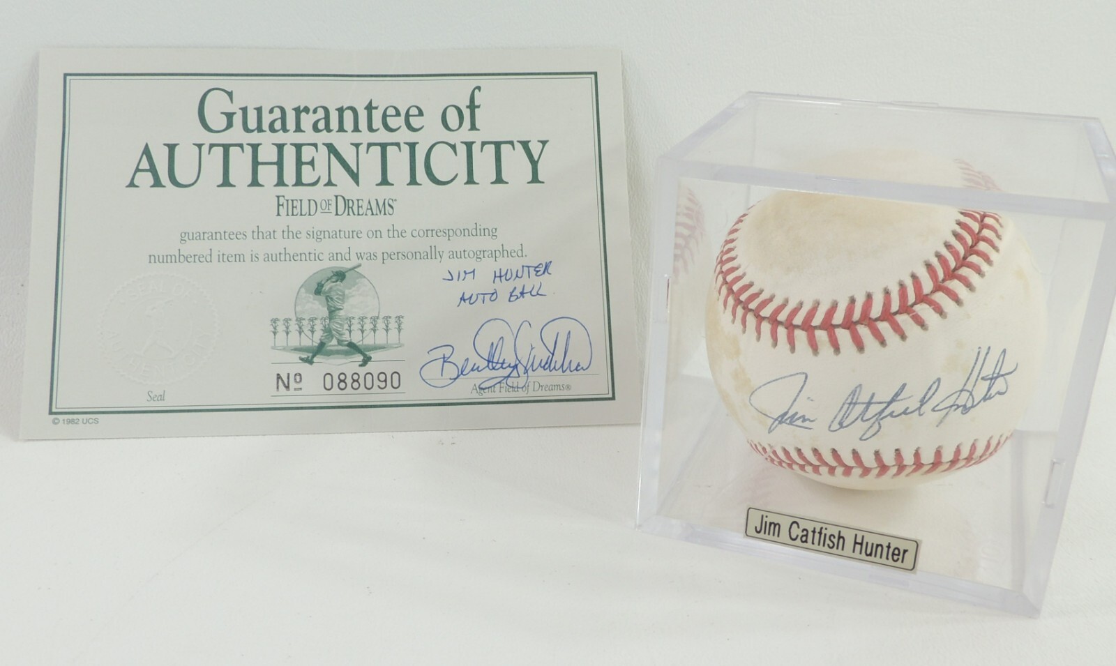 Jim Catfish Hunter OAL AUTO Signed Major League Baseball Field of