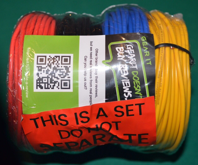 GearIT 16 Gauge Wire (50ft Each- Black/Red/Blue/Yellow) Copper Clad Aluminum ...