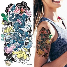 Supperb Temporary Tattoos - Dragon in the Flowers Clouds Set of 2
