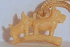 VINT 2 SCOTTIE WESTIE DOGS ON ARCH CELLULOID CHARM JAPAN