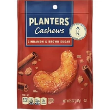 PLANTERS Cashews Cinnamon & Brown Sugar Party Snacks 5 Oz Bag