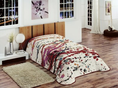 Decke Kinderdecke Spieldecke Kuscheldecke Wohndecke Gepunktet Bunt Rot Pink Crem