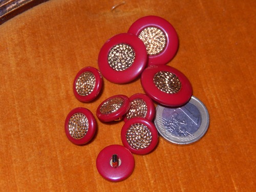 lotto bottoni rosso oro plastica vintage buttons