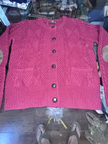 Vtg Fenn Wright & Manson Cardigan Sweater Leather Elbow Pads Sm New With Tags - Picture 3 of 11
