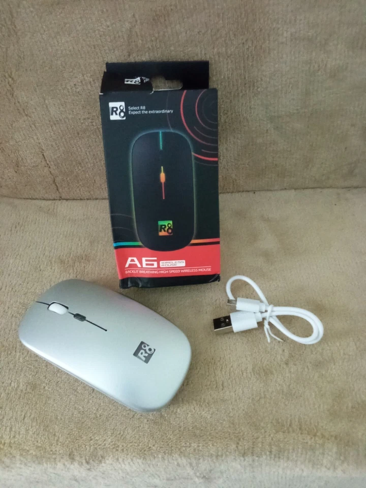 R8-A6 Wireless Charging Mouse (USED) Metal Silver - Image 4 of 4