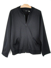 111 State Size Large Black Stretch Jersey Knit Cropped Zip Front Jacket