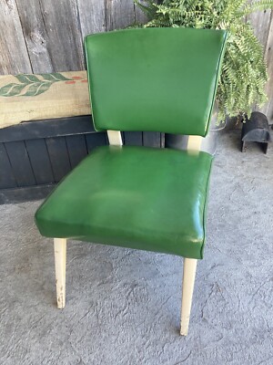 Artline Viking Green Vinyl Slipper Chair Mid Century Modern Dated