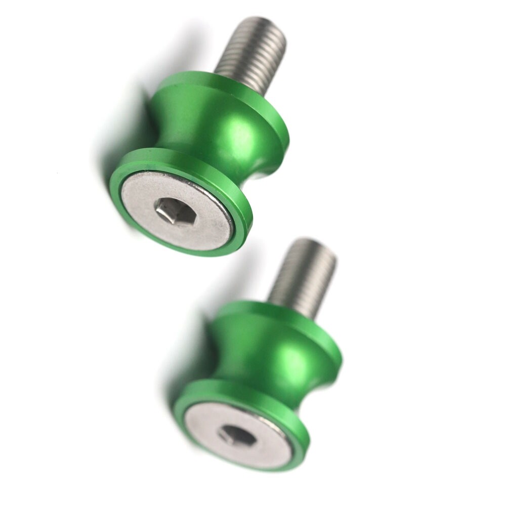 Green XP 8MM Rear Paddock Stand Spools For Kawasaki ZX-10RR Ninja