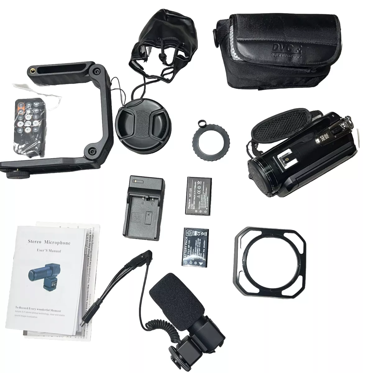 Zohulu Video Camera 4K and HD Microphone Charger Batteries Remote