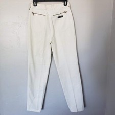 Bonjour Jeans Vintage White Denim 9/10 Zipper Pockets High Rise Waisted 80s 90s