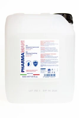Pharmamani - Gel Detergente Igienizzante Mani - 70% Alcool, Effetto Rapido - 5 L