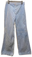 Womens Blue Corduroy Bell Bottom High Waisted Pant Size 4 x 31" Inseam Vtg