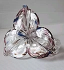 Murano Art Glass Lily Flower With Spiral Stem Purple Blue Swirl  6" x 5" Vtg