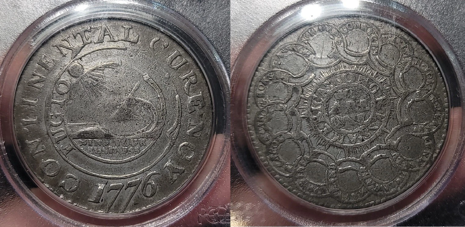 1776 Continental 'Curency' Pewter Dollar $1 PCGS XF 40 CAC