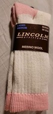 Lincoln Outfitters Merino Wool Socks Ladies Medium Made In USA Pink New