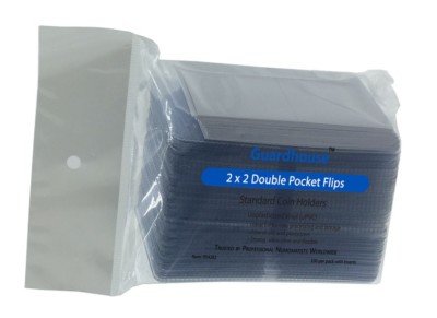 2x2 Vinyl Coin Flips Double Pocket Holders 100 Pack + Inserts Guardhouse Clear