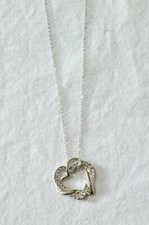 Double Heart Pendant Necklace Silver Tone Made With Swarovski Crystals J7-833