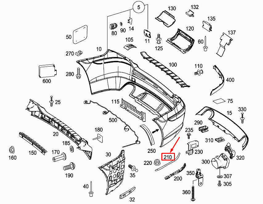 MERCEDES-BENZ R W251 Stoßfänger-Zwischenschicht hinten rechts A2518890695